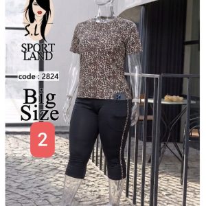 ست تیشرت شلوارک ورزشی زنانه سایزبزرگ کد 2824 d