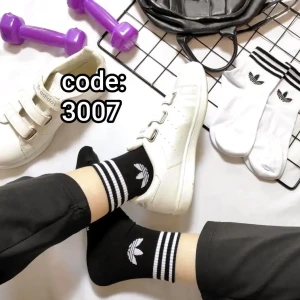 جوراب نیم ساق زنانه طرح آدیداس دو رنگ کد 3007 d (10جفتی)