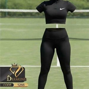 ست کراپ نیم زیپ لگ ورزشی زنانه کد 1266 d