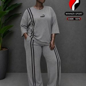 ست تیشرت شلوار سایزبزرگ ورزشی زنانه کد 1074 d